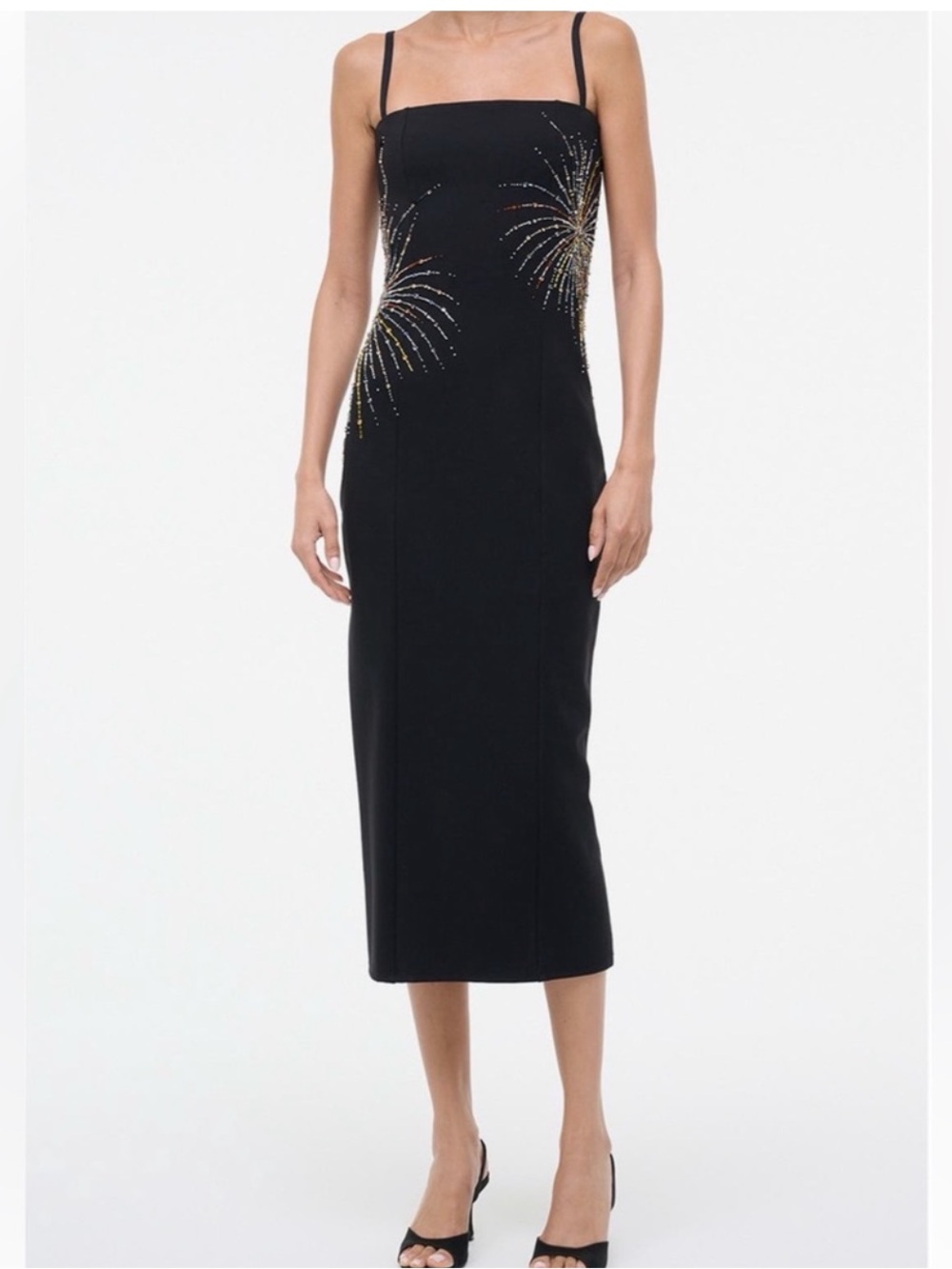 STAUD Britney Embellished Sleeveless Midi Dress